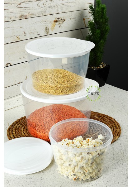 Erzak Gıda Saklama Kabı 3'lü Set Maxi Boy Sızdırmaz Kapaklı Bpa Free
