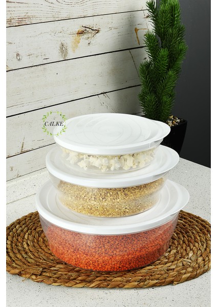 Erzak Gıda Saklama Kabı 3' Lü Set Orta Boy Sızdırmaz Kapaklı Bpa Free