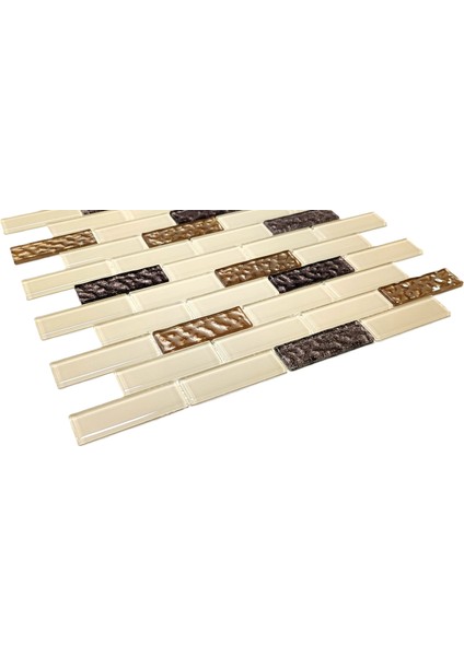 Mutfak Tezgah Arası ve Iç Dekorasyon Için Kristal Cam Mozaik. Cam Ölçüsü: 23X73 Mm. File Ölçüsü: 30X30 cm. ( 1 Kutu = 1 m2 Fiyatıdır )