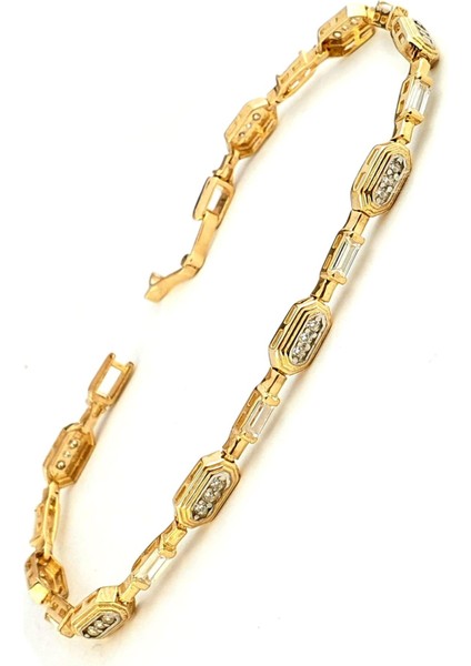 Zirkon Taşlı 925ayar Gümüş Üzerine Altın Kaplama Luxury Tasarım Bileklik