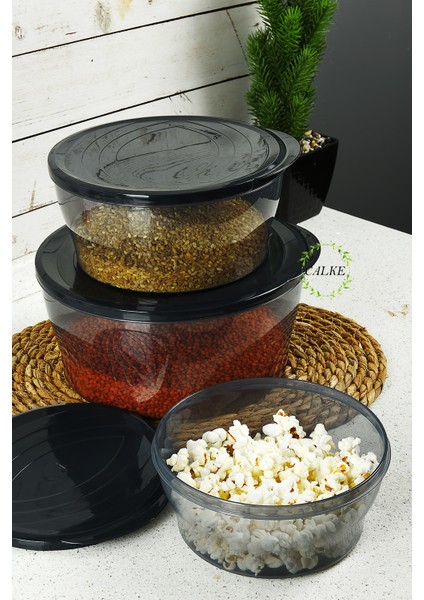 Erzak Gıda Saklama Kabı 3' Lü Set Büyük Boy Sızdırmaz Kapaklı Bpa Free