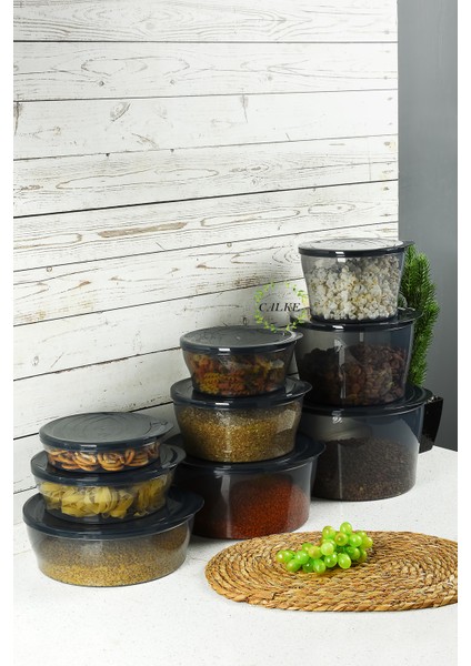 Erzak Gıda Saklama Kabı 9' Lu Set Sızdırmaz Kapaklı Bpa Free