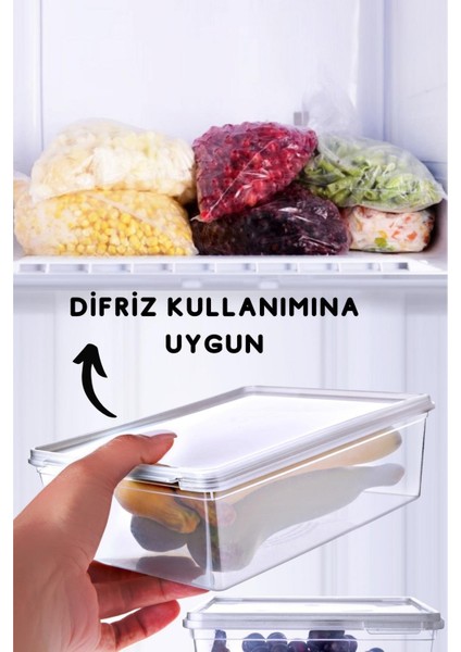 5 Adet Kendinden Kapaklı Derin Dondurucuya Uygun Saklama Kabı 2 Lt