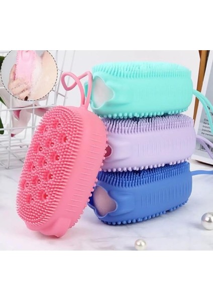 Silikonlu Sünger Hazneli Duş, Banyo, Hamam Kesesi, Masajlı Yumuşak Duş Lifi, Silikon ve Süngerli Banyo Kesesi indirimleri