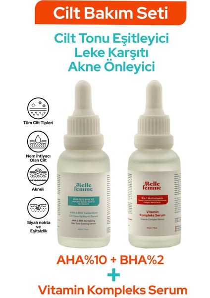 Aha%10 Bha%2 + Vitamin Kompleks Serum- Cilt Bakım Seti