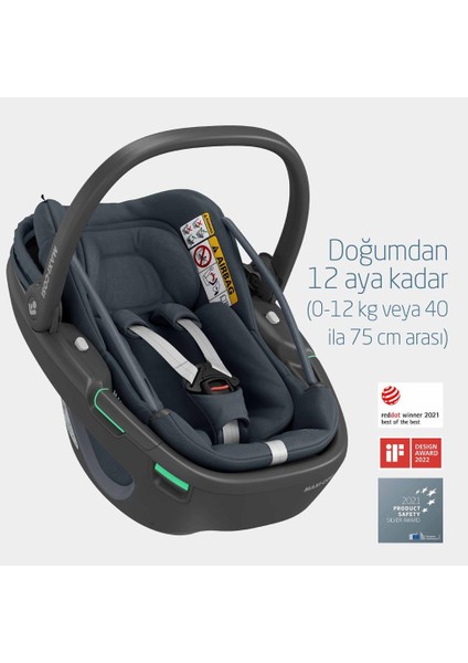 Coral 360 Dönebilir Yatabilir 2'si Bir Arada Bebek Oto Koltuğu ve Ana Kucağı Essential Graphite