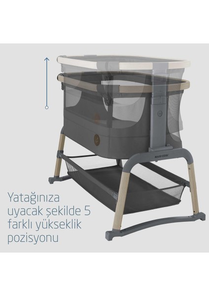 Maxi Cosi Iora Air Sallanabilen Ahşap Görünümlü Anne Yanı Beşik Beyond Graphite indirimleri