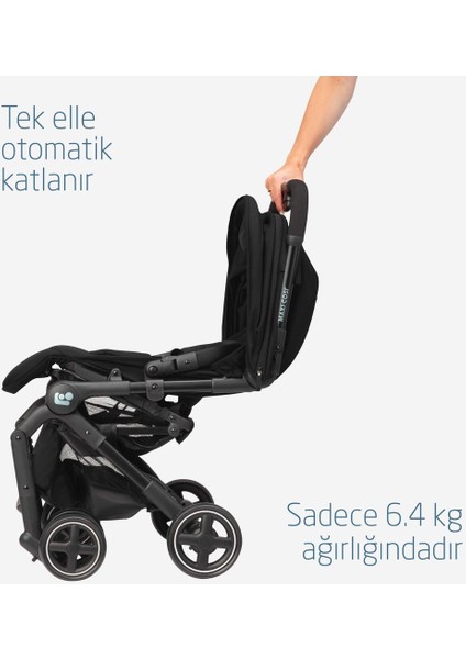 MaxiCosi Lara2 Ultra Kompakt Otomatik Katlanan Kabin Boy Seyahat Sistem Olabilen Bebek Arabası Essential Black