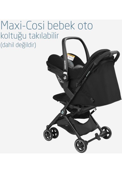 MaxiCosi Lara2 Ultra Kompakt Otomatik Katlanan Kabin Boy Seyahat Sistem Olabilen Bebek Arabası Essential Black