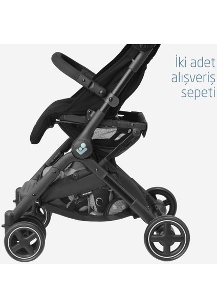 MaxiCosi Lara2 Ultra Kompakt Otomatik Katlanan Kabin Boy Seyahat Sistem Olabilen Bebek Arabası Essential Black