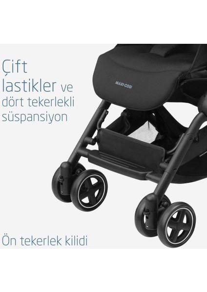 MaxiCosi Lara2 Ultra Kompakt Otomatik Katlanan Kabin Boy Seyahat Sistem Olabilen Bebek Arabası Essential Black