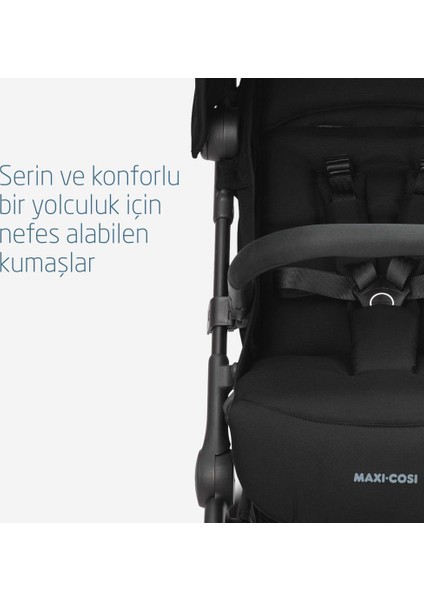 Lara2-Cabriofix I-Size Ultra Kompakt Kabin Boy Seyahat Sistem Bebek Arabası Essential Black