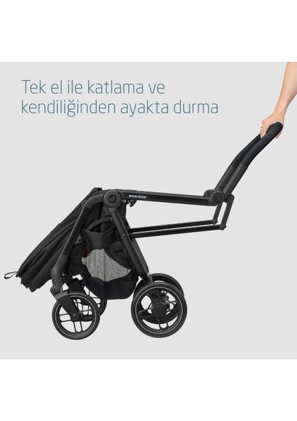 Leona2 Çift Yönlü Uzatılabilir Sırt Desteği Tam Yatabilir Bebek Arabası Essential Black