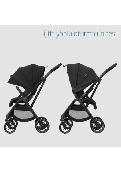 Leona2 Çift Yönlü Uzatılabilir Sırt Desteği Tam Yatabilir Bebek Arabası Essential Black