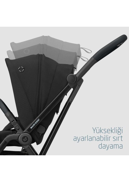 Leona2 Çift Yönlü Uzatılabilir Sırt Desteği Tam Yatabilir Bebek Arabası Essential Black