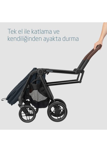 Leona2-Cabriofix Tek Elle Katlanabilen Ultra Kompakt Çift Yönlü Seyahat Sistem Bebek Arabası Essential Graphite