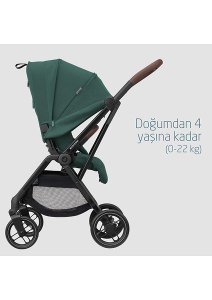 Leona2-Coral 360 Modüler Ana Kucaklı Ultra Kompakt Çift Yönlü Seyahat Sistem Bebek Arabası Essential Green