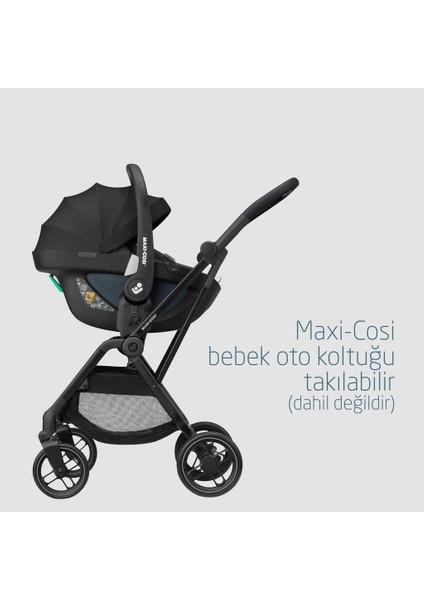 Leona2-Cabriofix I-Size Tek Elle Katlanabilen Ultra Kompakt Çift Yönlü Seyahat Sistem Bebek Arabası Essential Black