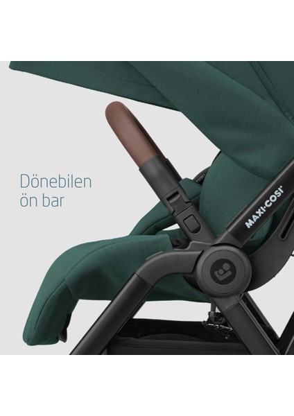 Leona2-Cabriofix I-Size Tek Elle Katlanabilen Ultra Kompakt Çift Yönlü Seyahat Sistem Bebek Arabası Green-Black