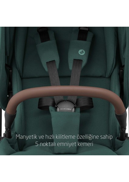 Leona2-Cabriofix I-Size Tek Elle Katlanabilen Ultra Kompakt Çift Yönlü Seyahat Sistem Bebek Arabası Green-Black