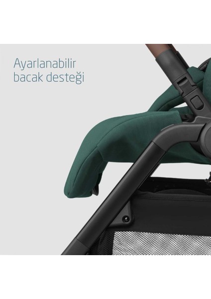 Leona2-Cabriofix I-Size Tek Elle Katlanabilen Ultra Kompakt Çift Yönlü Seyahat Sistem Bebek Arabası Green-Black