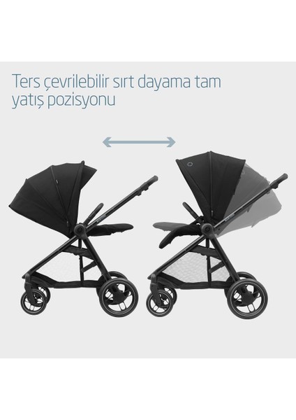 Maxi Cosi Street+ Ekstra Portbebeli Tek Elle Katlanabilen Bebek Arabası Essential Black