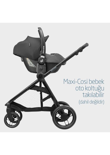 Maxi Cosi Street+ Ekstra Portbebeli Tek Elle Katlanabilen Bebek Arabası Essential Black