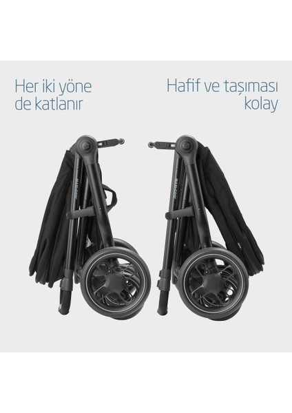 Maxi Cosi Street+ Ekstra Portbebeli Tek Elle Katlanabilen Bebek Arabası Essential Black