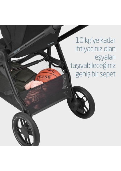 Maxi Cosi Street+ Ekstra Portbebeli Tek Elle Katlanabilen Bebek Arabası Essential Black