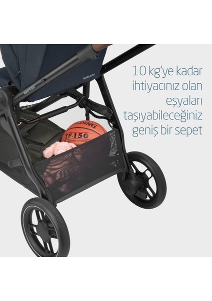 Maxi Cosi Street+ Ekstra Portbebeli Tek Elle Katlanabilen Bebek Arabası Essential Graphite