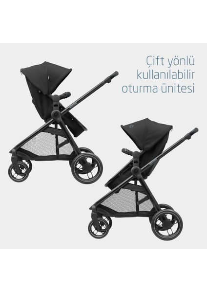 Zelia3 2in1 Portbebeye Dönüşebilen Bebek Arabası Essential Black