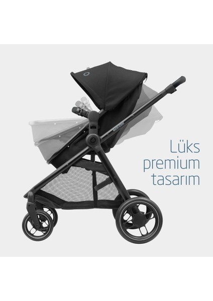 Zelia3 2in1 Portbebeye Dönüşebilen Bebek Arabası Essential Black