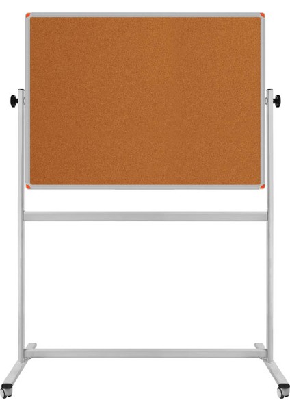90X120 cm Çift Taraflı 360° Dönerli Tekerlekli Mobil Mantar PANO-PAN176