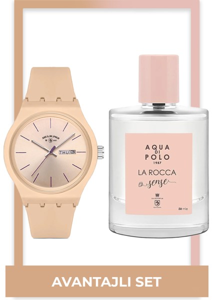 Aqua Di Polo 1987 La Rocca Sense Edp 50 ml & Kadın Saat Seti STWX000112