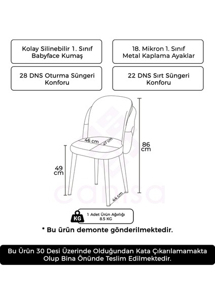 Axle Serisi 1 Adet Mutfak Sandalyesi Gold Kaplama Metal Ayak Babyface Kumaş