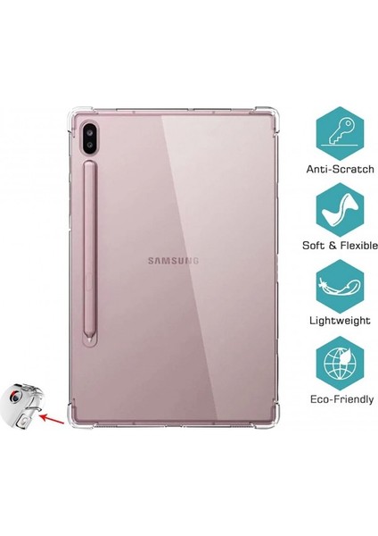 Samsung Galaxy Tab S7 Plus T970 T975 T976 12.4 Inç Uyumlu Şeffaf Kılıf Antişok Köşe Korumalı Tampon Darbeye Dayanıklı Transparan Anti Shock Silikon Kapak