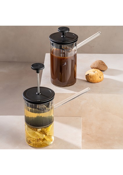 2'li Ateşe Dayanıklı Borosilikat Cam Frenchpress - Bitki Çayı Filtre Kahve Demliği 450 ml