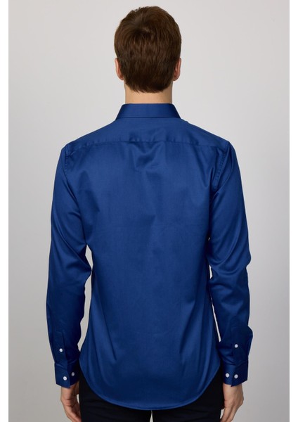 Slim Fit Premium Seri Cotton Likralı Saks Mavisi Erkek Gömlek indirimleri