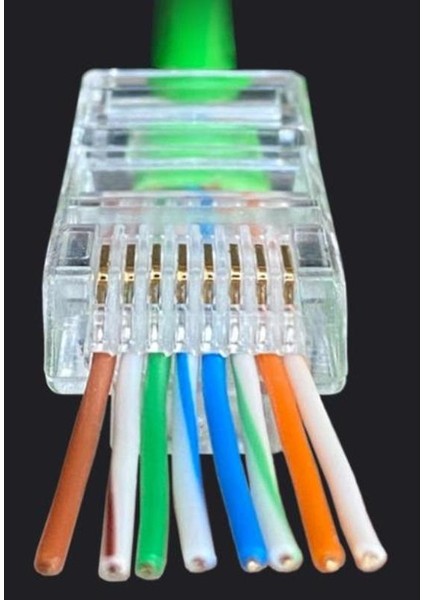 RJ45 Cat6 Yeni Nesil Delikli Jack Konnektör - Yeni Nesil Ez Delikli RJ45 Network Jack 100 Adet