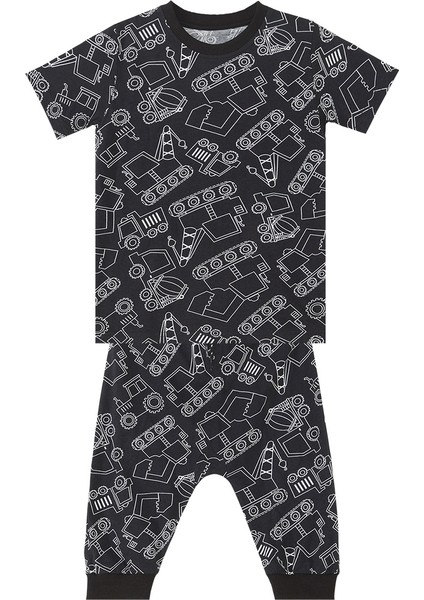 Araba Erkek Çocuk Siyah T-Shirt Kapri Şort Takım modelleri