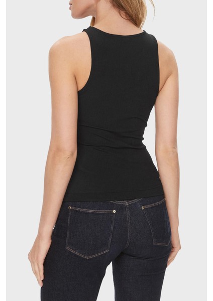 Sl Round Slim Fit Bisiklet Yaka Top W4RP43KAZH2JBLK Kadın Top W4RP43KAZH2 Jblk