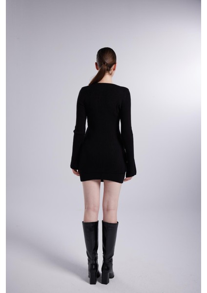 Beli Bağlama Detaylı Fels Triko Mini Etek Siyah indirimleri