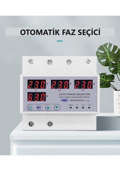 Otomatik Faz Seçici ve Yüksek Alçak Voltaj Akım Koruma Rölesi 220V 100A Yıldırım Koruyucu Röle