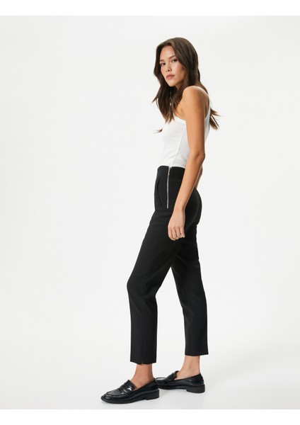 Kumaş Klasik Pantolon Yüksek Bel Dar Paça