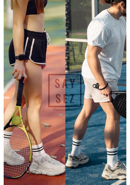 Bambu Unisex Tenis Kolej Çizgili Premium Dikişsiz Soket Çorap 3'lü Paket / Spor - Günlük Kullanım modelleri