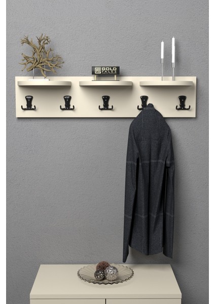 Askılık Duvar Elbise Askılığı Portmanto 80 cm Krem