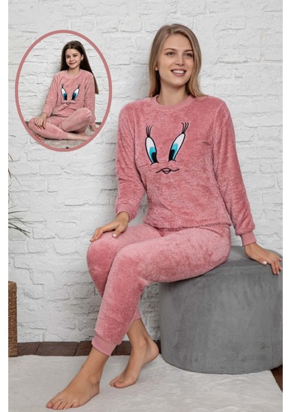 Civciv Desenli Anne Kız Çocuk Kombin Peluş Pijama Takımı (Anne Kız Ayrı Satılır.) fiyatları