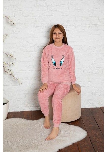 Civciv Desenli Anne Kız Çocuk Kombin Peluş Pijama Takımı (Anne Kız Ayrı Satılır.) modelleri