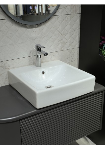 Nora S Lavabo Bataryası + Tezgah Üstü Çanak Lavabo 50 cm Beyaz (Batarya Dahil) fırsatları