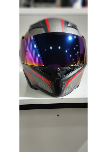 JK902 Güneş Vizörlü Çene Pedli Çene Açılır Karbon Desen Kask(Aynalı Camlı)